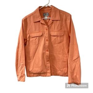 Pendleton Coral Orange Pink Shacket Womens Size L Cotton Pockets